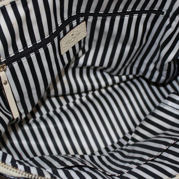 Kate Spade Pebbled Leather Purse Large Cream Black Handbag Satchel Bag 2 Tone - Picture 2 of 11